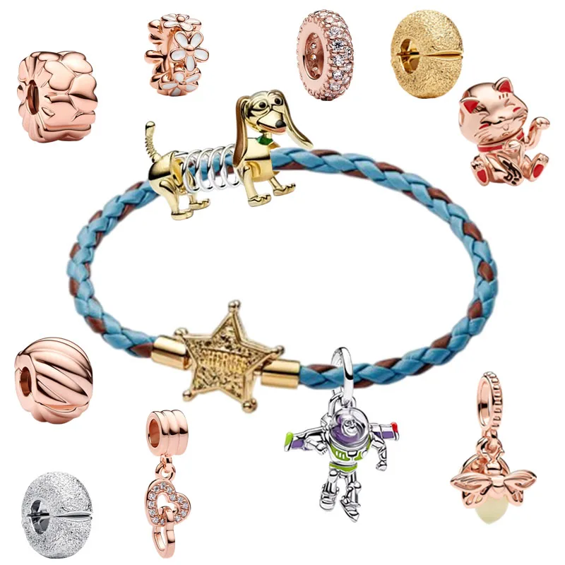2026 Pixar Toy Story Sheriff Star Bracelet, Puppy Charm, Cowboy Boots Charm for DIY Valentine's Day gift bracelets for women