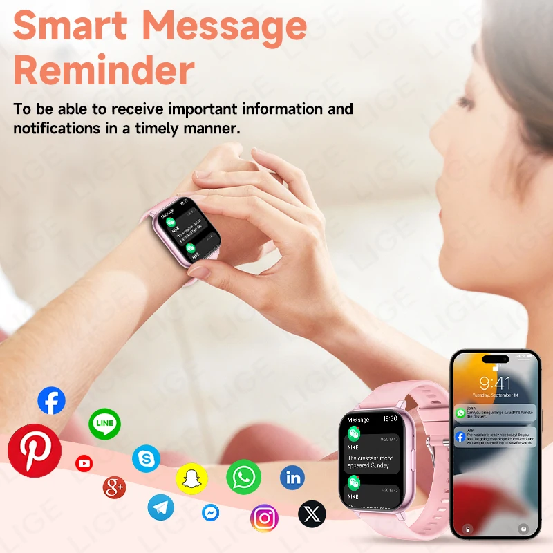 LIGE 2026 New Smart Watch Women Men Bluetooth Talking Blood Oxygen Heart Rate Monitoring Smart Watch For Women Men Holiday Gift - Image 2
