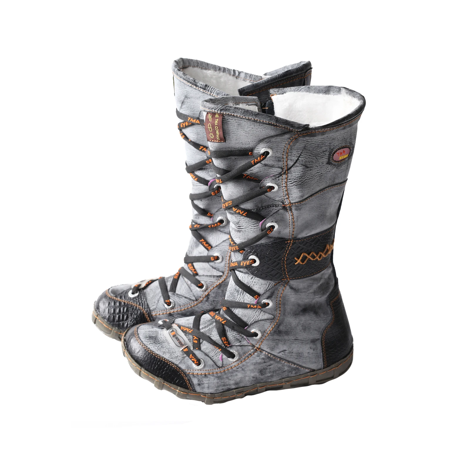 TMA EYES Women's Mid Calf Snow Boots Warm Fuzzy Lined Side Zipper Vintage Casual Winter Boots for Cold Weather Outdoor - Image 6