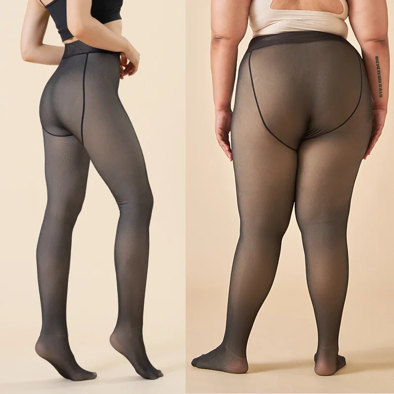 Plus Size Women's Fleece Warm Winter Tights Leggings Thick Fleece Panty Fake Translucent Pantyhose Thermal Stockings Woman - Image 5