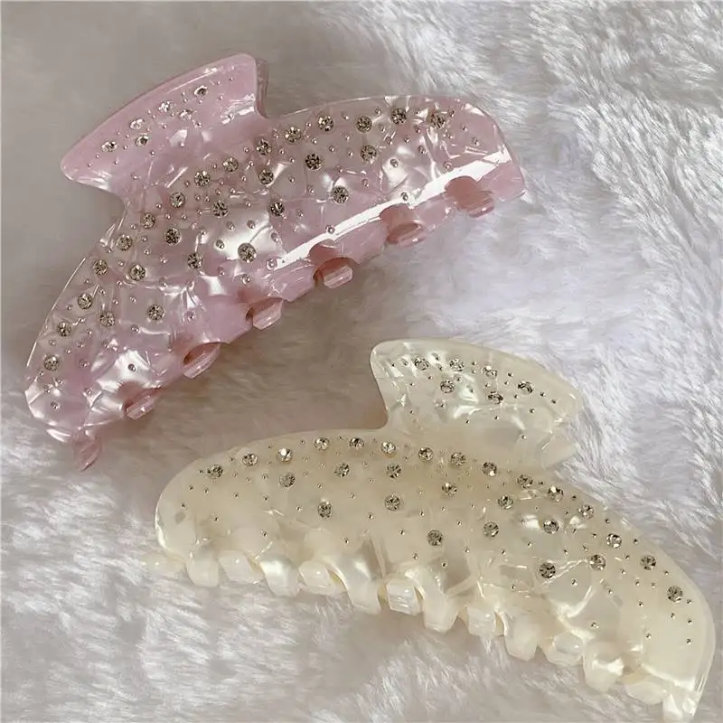 2026 New Women Sweet Elegant Rhinestone Hair Claw Acetate Claw Clips Valentine's Day Gift Crab Hair Clips Hair Accessories