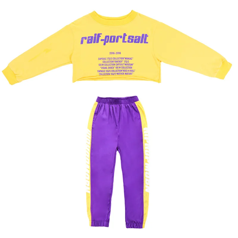 Kids Hip Hop Colorful Sweatshirt Joggers Girls Crop Top Clothes Sets Child Streetwear Sport Pant Outfits Teen Jazz Street Dance - Image 5