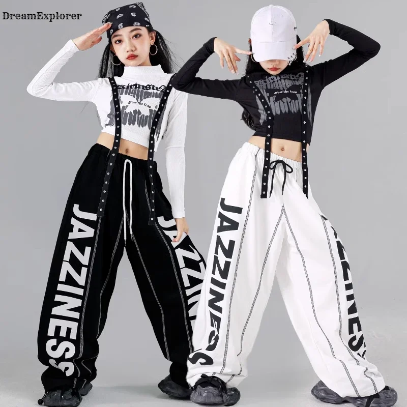 Girls K-pop Crop Top Cardigan Joggers Pants Child Hip Hop Stage Costume Kids Streetwear Jazz Street Dance Girl Group Clothes Set - Image 3