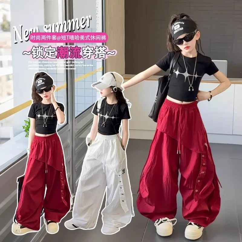 New Summer Girls Thin Quick Dry Pants Stylish Hip Hop Skirt Pants Kids Casual Trousers Streetwear Baggy Pants for Teens Girls - Image 2