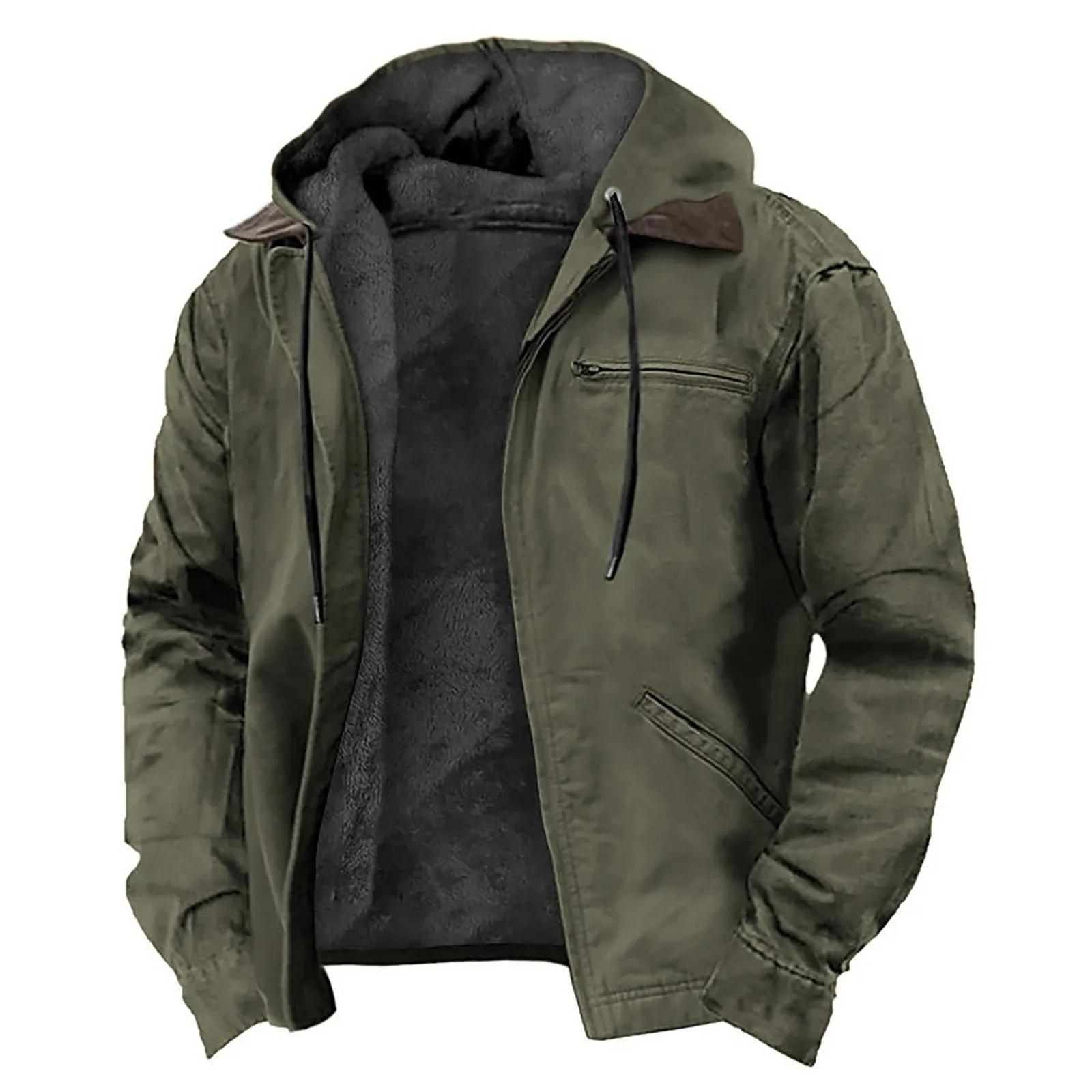 Winter Jacket Men Plus Size Multicolor Solid Color Vintage Oversize Canvas Hooded Jacket Outerwear куртка мужская зимняя