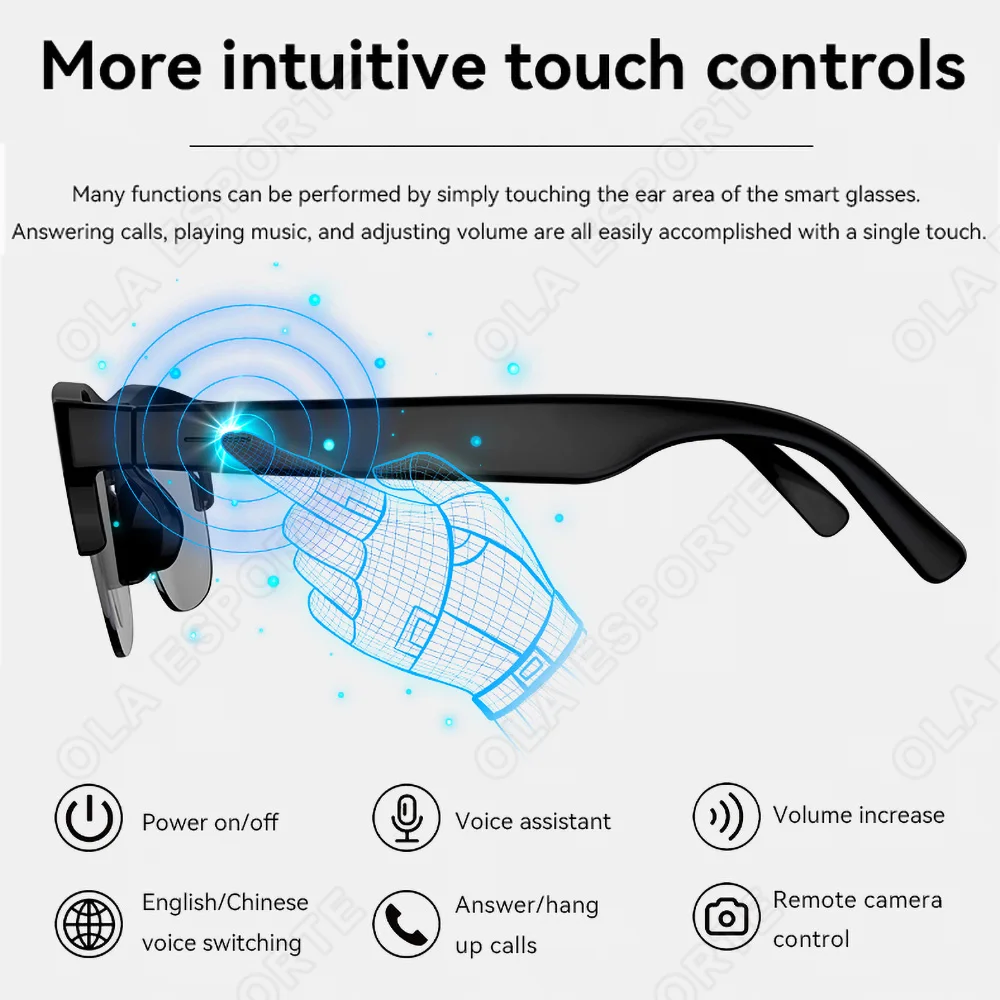 New 2026 Camera AI Smart Glasses Touch Control Photo Recording Translator Voice Assistant Music Wireless Bluetooth Sunglasses - Image 6