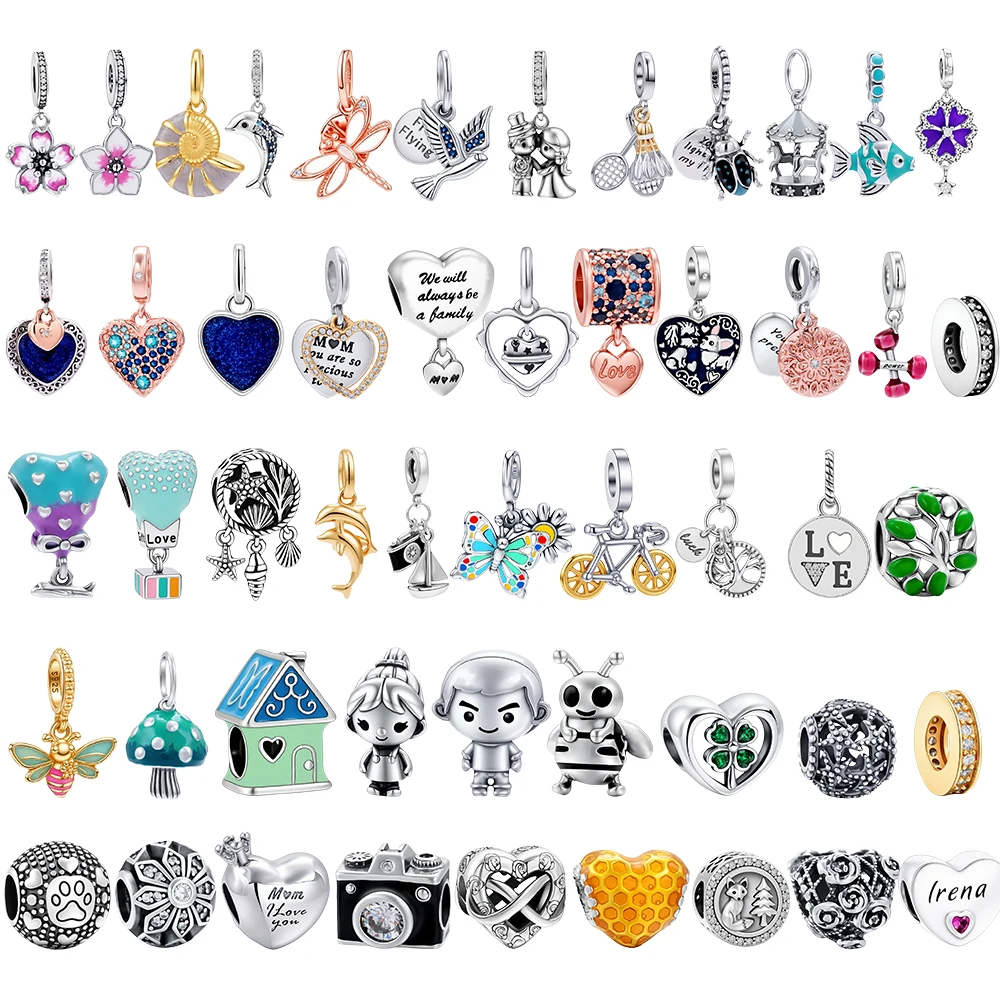 2026 New Hot Sale 925 Sterling Silver Original Heart Bicycle Flower Pendant DIY Charm Bracelet Bead Women Surprise Jewelry Gift