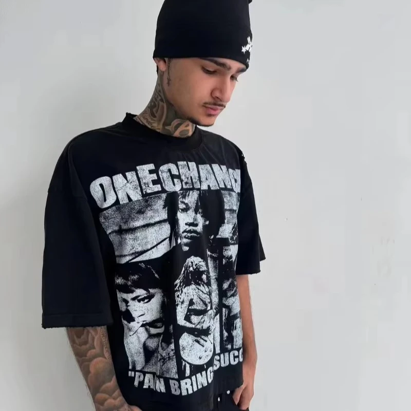 Men's Y2K T-shirt with street basketball graphic print, short-sleeved cotton T-shirt All-season cotton streetwear - Image 3