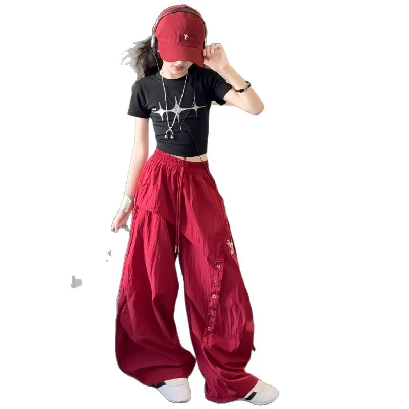New Summer Girls Thin Quick Dry Pants Stylish Hip Hop Skirt Pants Kids Casual Trousers Streetwear Baggy Pants for Teens Girls - Image 6