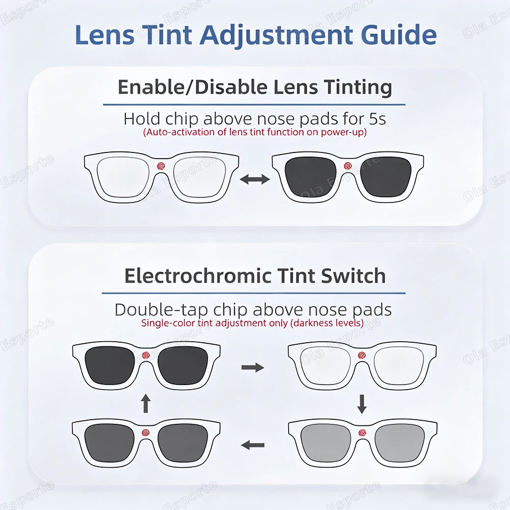 2026 Smart Audio Glasses Touch Control Color Changing Lens Dual Microphone Noise Reduction AI translation Bluetooth Sunglasses - Image 4