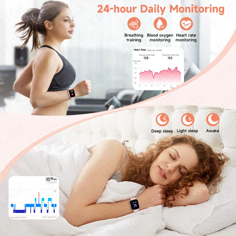 LIGE 2026 New Smart Watch Women Men Bluetooth Talking Blood Oxygen Heart Rate Monitoring Smart Watch For Women Men Holiday Gift - Image 5