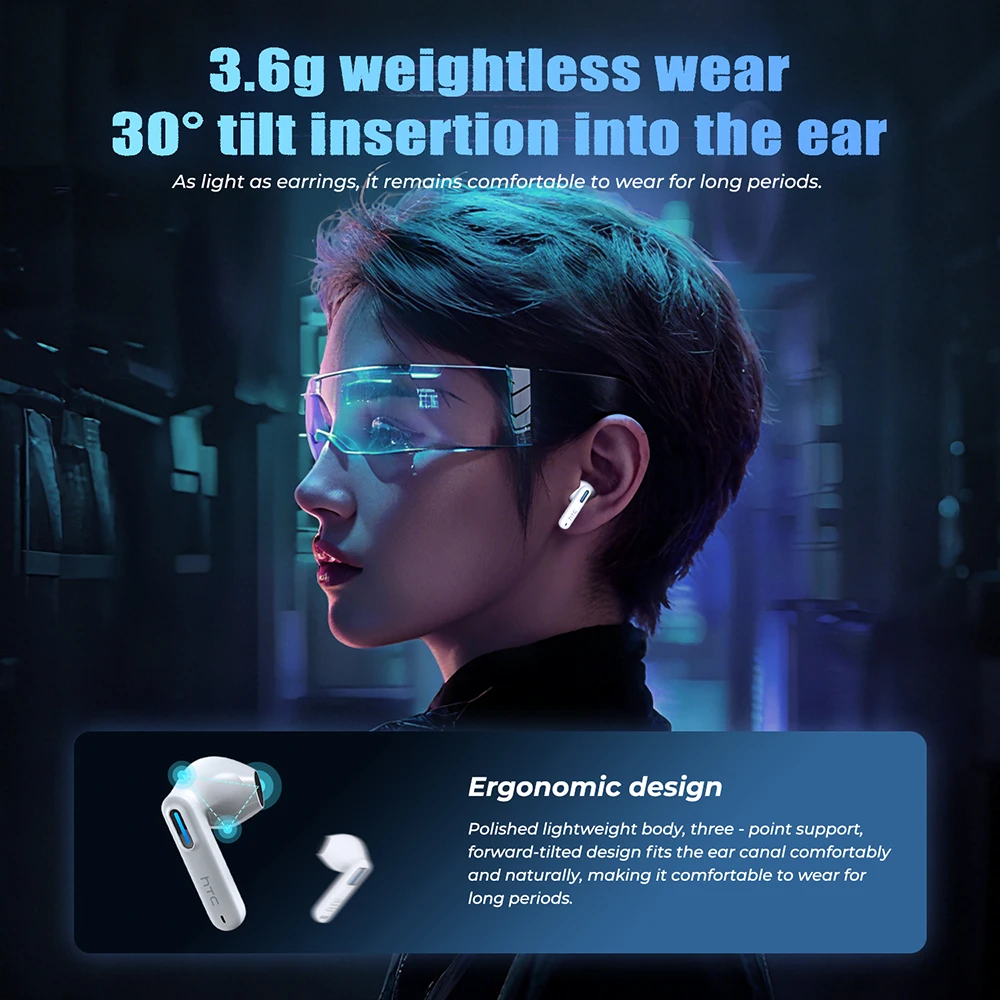 2026 Language Translator Earbuds HTC NE49 TWS Low Latency Gaming Earphones Bluetooth HiFi Stereo Sound HD Call With Mic - Image 5