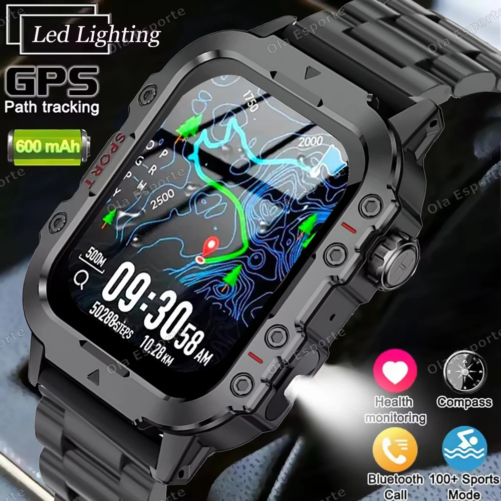 2026 Military Smart Watch Men 3ATM Outdoor Sports Fitness Tracker Blood Pressure Health Monitoring BT Call GPS Smartwatch Ht30