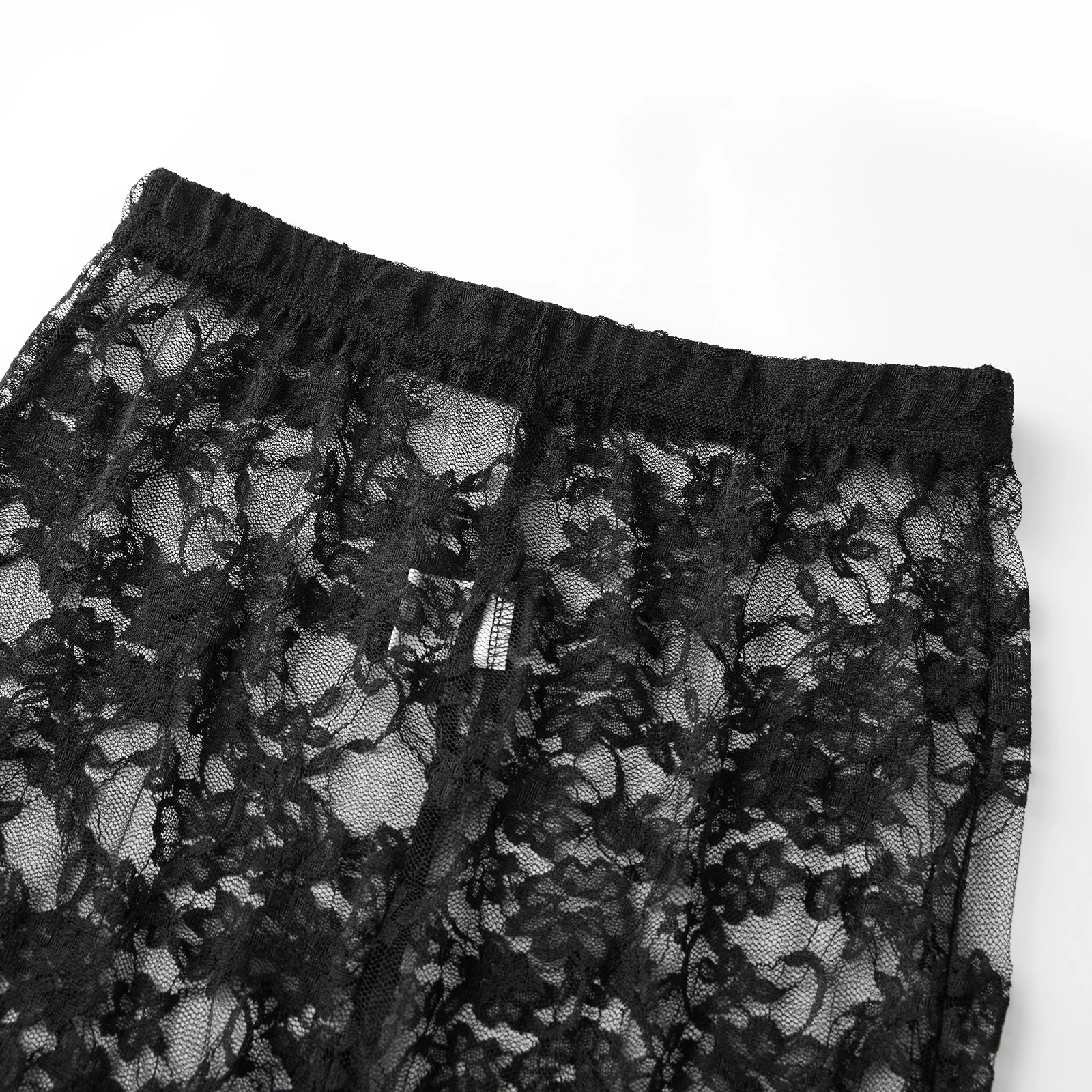 Women’s Gothic Flare Pants Sheer Lace Leggings High Waist Bell-Bottoms Trousers Gothic Y2K Club Long Pants Beach Cover-ups - Image 4