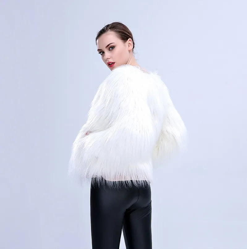 Faux Fur Women Clothing Coat Cardigan Jackets Long Sleeve Fur Outerwear High Street Open Stitch Loose Winter 2025 Spliced - Image 4