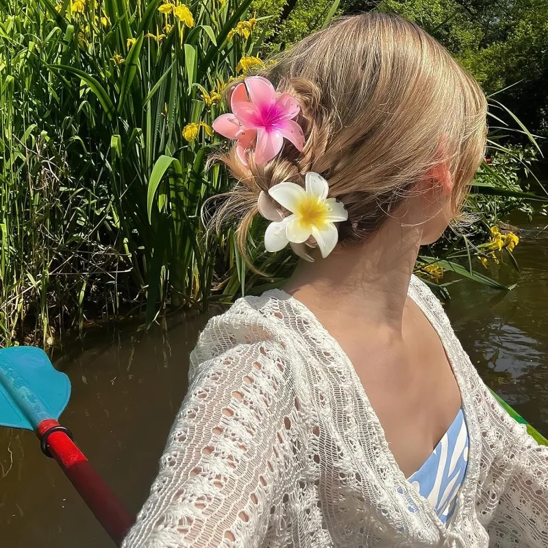 2026 New Vacation Egg Flower Hair Clips Hawaii Beach Claws Bohemian Hairpin for Girls Dopamine Y2k Hair Accessory - Image 2