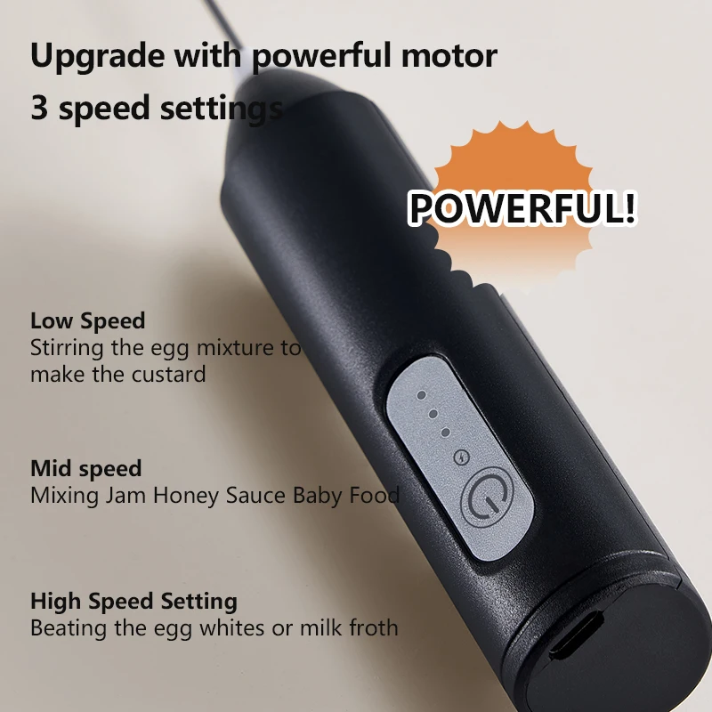 UPGRADED Electric Coffee Frother/MILK Whisk+Egg Beater MINI Food Blender USB Rechargeable Handheld Three Speeds Espresso Tools - Image 4