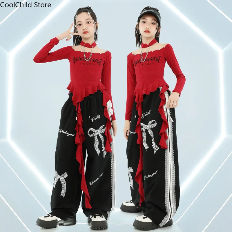 Girls K-pop Irregular Crop Top Street Dance Loose Pants Girl Group Clothes Set Kid Jazz Cute Costume Children Hip Hop Streetwear - Image 6