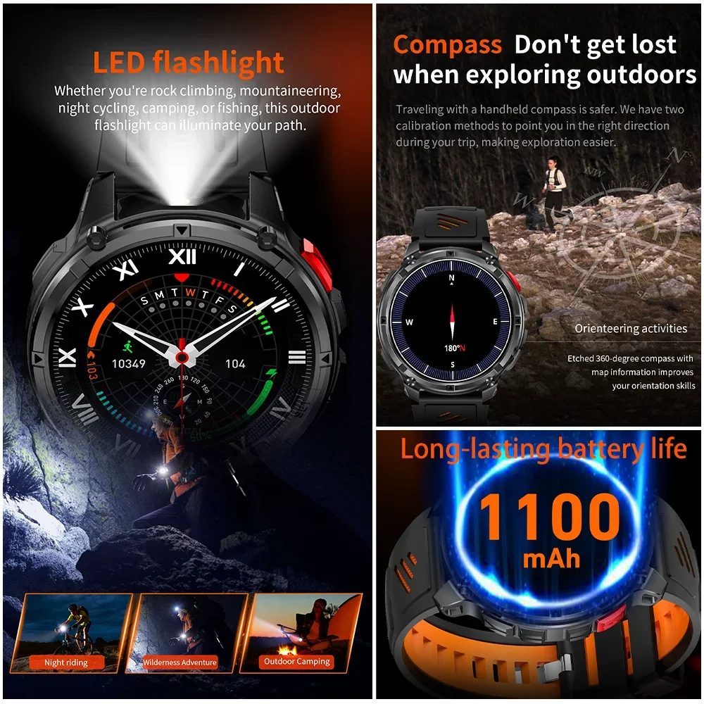 2026 New T-Rex3 Pro 1100mAh Battery Smart Watch GPS Path 5ATM Waterproof Sports Run Tracker Outdoors Compass Military Smartwatch - Image 5