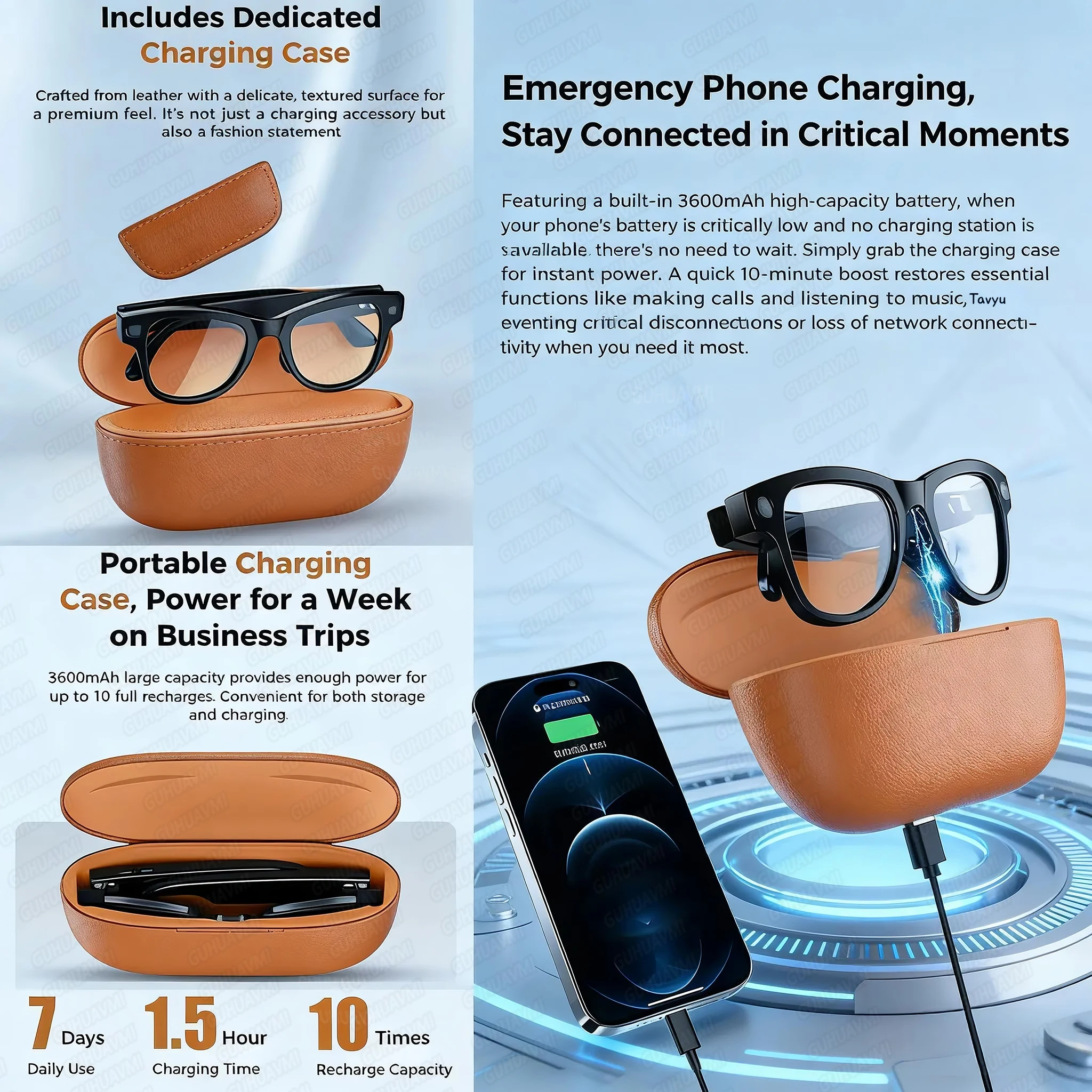 2026 Ultra AI Smart Glasses 1200P Camera ChatGPT Voice Assistant 32GB Storage Real-time Translation Bluetooth Music Sunglasses - Image 2