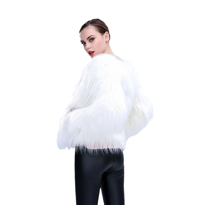 Faux Fur Women Clothing Coat Cardigan Jackets Long Sleeve Fur Outerwear High Street Open Stitch Loose Winter 2025 Spliced - Image 5