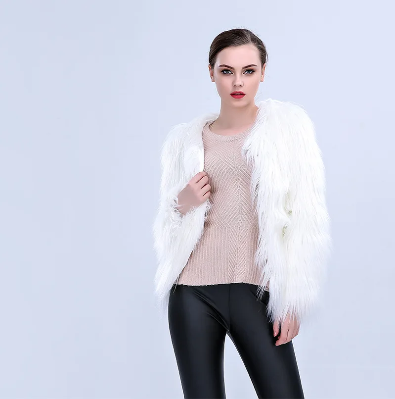 Faux Fur Women Clothing Coat Cardigan Jackets Long Sleeve Fur Outerwear High Street Open Stitch Loose Winter 2025 Spliced - Image 3