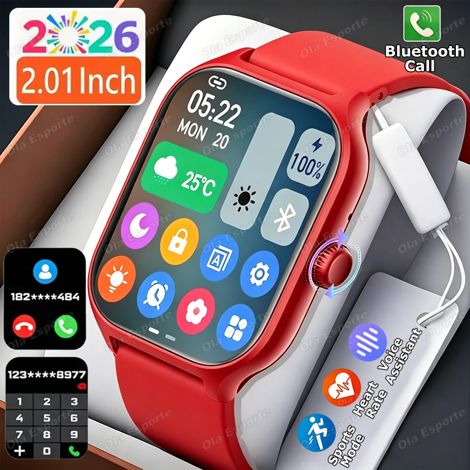 2026 New Men's Smart Watch Women's Gift Heart Rate Blood Oxygen ECG Sports Fitness Watch Electronics BT Call Outdoor Smartwatch