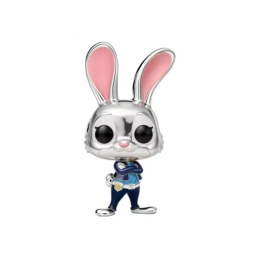 2026 New Disney New 925 Silver Zootopia Charm rabbit fox Bead fit 3mm Original Bracelet Necklaces Exquisite DIY Jewelry Gifts - Image 4
