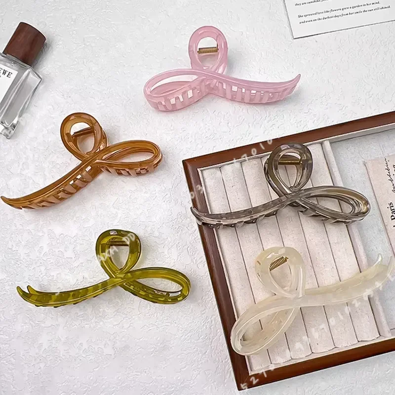 Elegant Jelly Color Bow Hair Claw Clip for Women Girls Sweet Back Headband Hairpin Fashion Hair Accessories Ornament - Image 4
