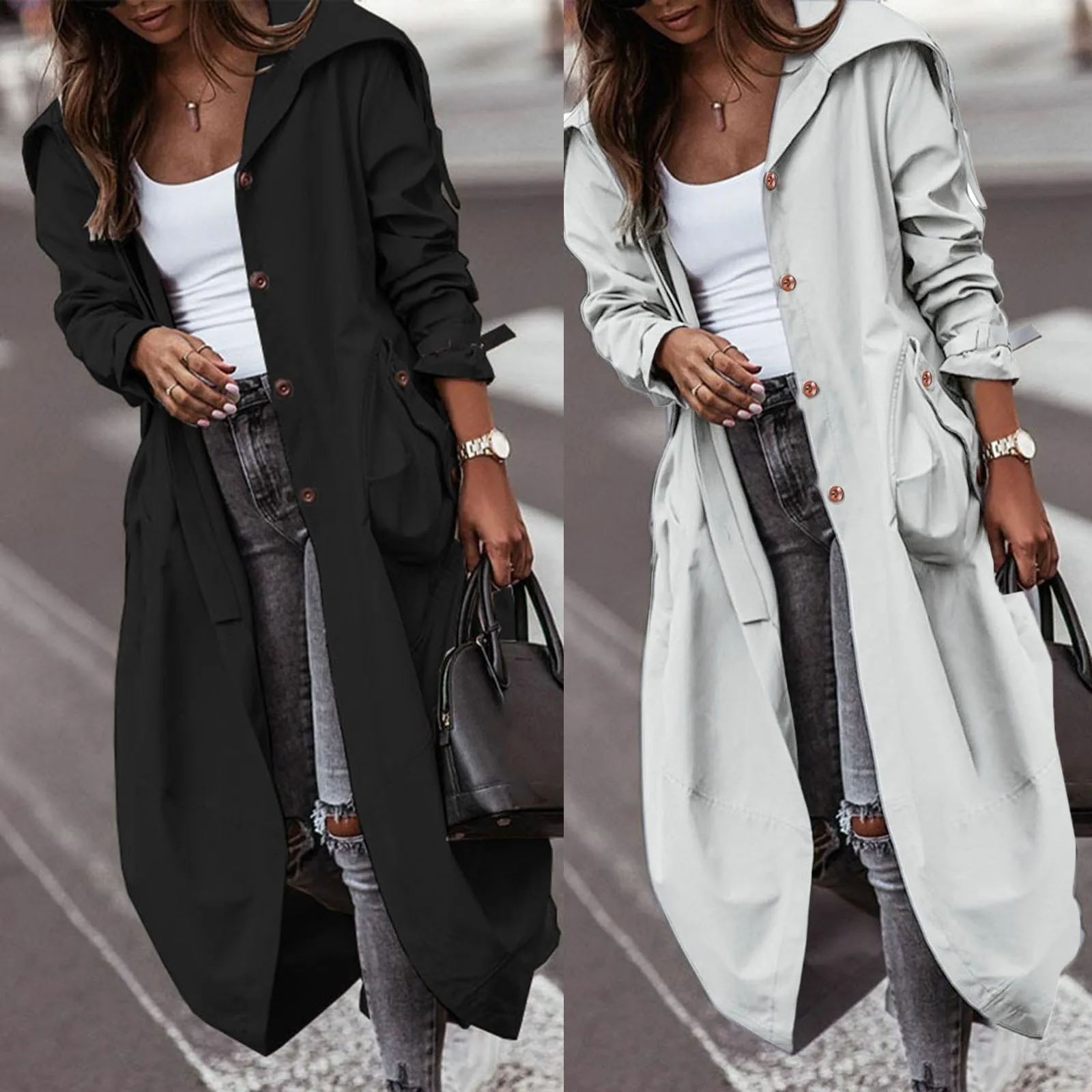 Spring Autumn Trench Coat Casual British Style Long Jackets for Women Single-breasted Oversized Jackets Overcoat Windbreaker