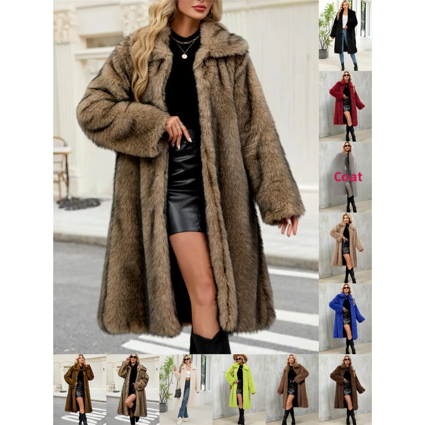 Warm Long Faux Fur Coat Fur Jacket Asymmetrical Design Winter Outerwear for Women Commute Style Cotton Material