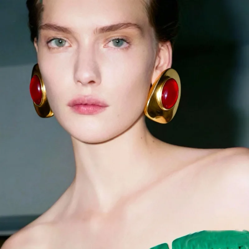 Geometric resin statement earrings for women chunky designer earings punk cool unique winter jewelry new in 2026 - Image 2