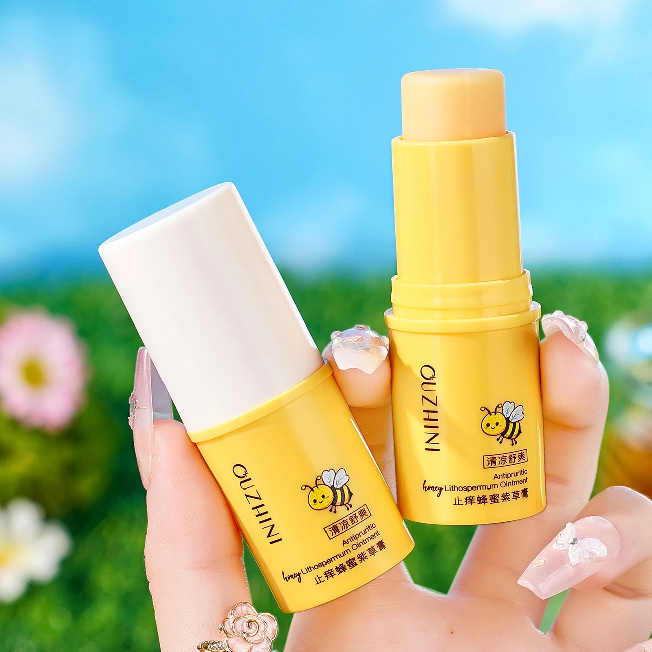Ouzhini Anti Itching Honey Purple Grass Cream Soothing Stick Mosquito Bite Cool Repair Solid Fragrance Balm Portable Stick - Image 5