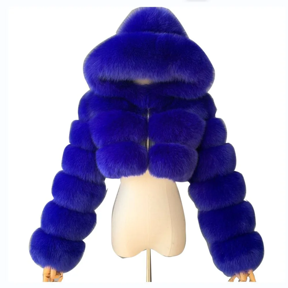 High Quality Hooded Short Faux Fur Coat Woman Clothing Winter Furry Faux Fur Jacket New Coats & Jackets Fur Top Sexy - Image 3