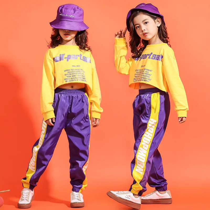 Kids Hip Hop Colorful Sweatshirt Joggers Girls Crop Top Clothes Sets Child Streetwear Sport Pant Outfits Teen Jazz Street Dance - Image 3