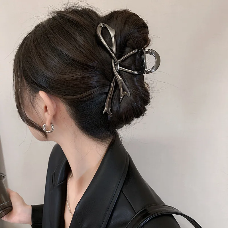 2024 New Vintage Ribbon Bow Hair Claws Exquisite Metal Hair Clip Clasp Hairpins For Women Hair Accessories Barrettes Shark Clips - Image 6