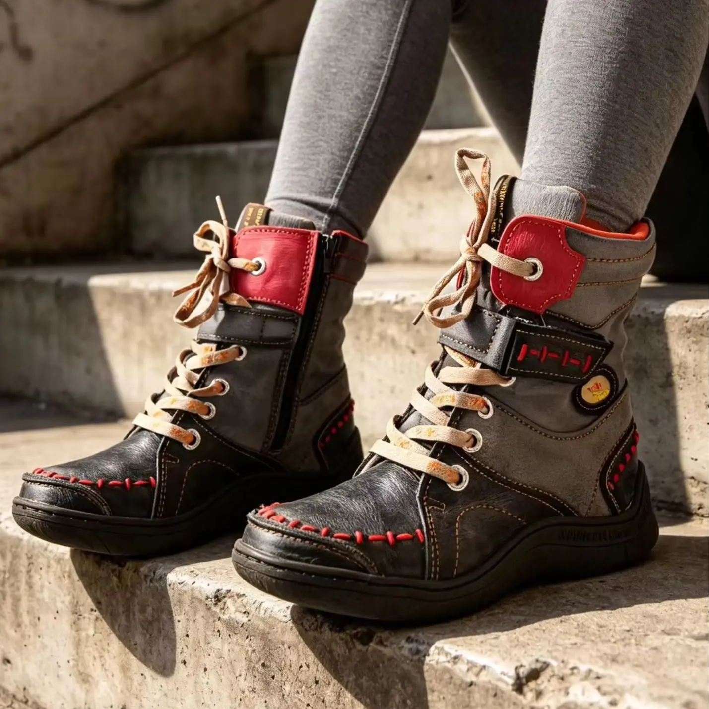 TMA EYES Women Winter Ankle Snow Boots Fleece Lined Warm Side Zipper Retro Flat Booties Casual Cold Weather Shoes