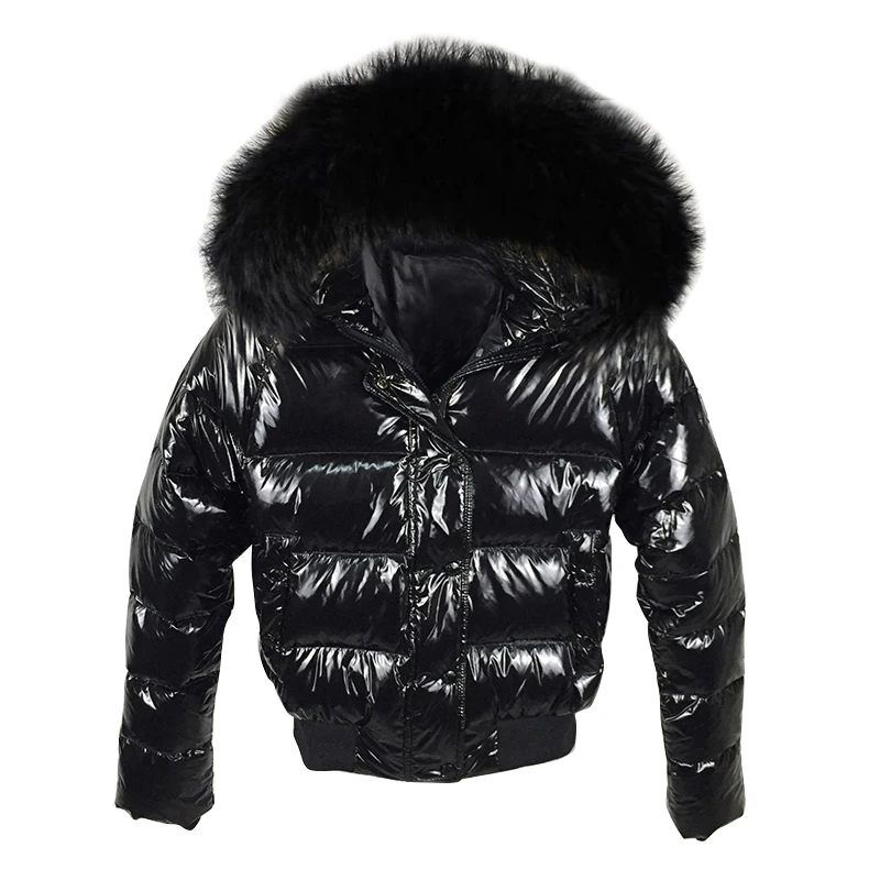 Fake Fur Coat Waterproof Autumn Winter Hooded Parkas Glossy Female Outerwear Fashion European Black Short Coats Women's Jacket - Image 6