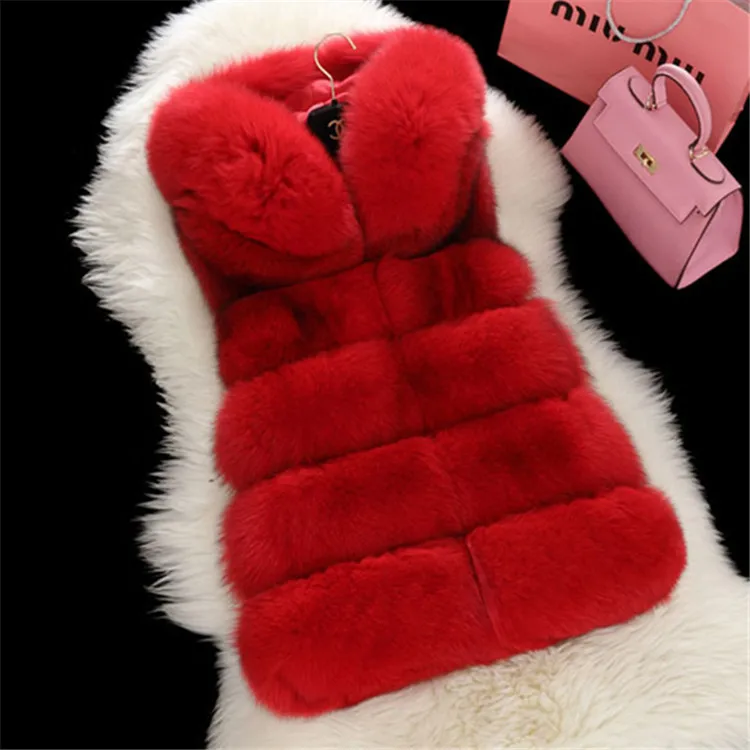 Faux Fox Fur Vest Coats Women Loose Mid Length Fur Jackets Hooded Sleeveless Thick Warm Fur Casual Slim Fit 2025 Autumn Winter - Image 4