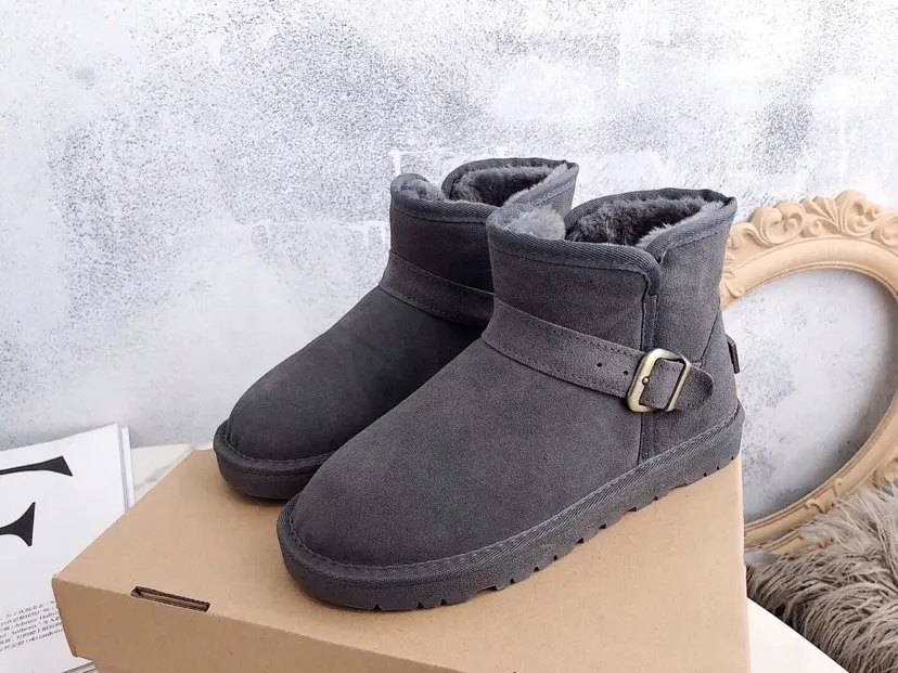 genuine sheep wool, classic sheepskin mini snow boots, casual warm chestnut boots for women platform boots