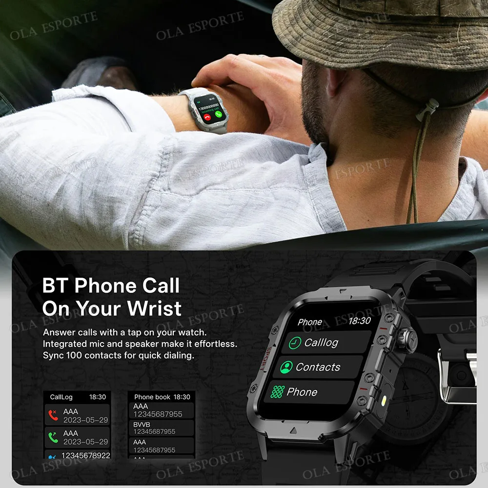 2026 Military Smart Watch Men 3ATM Outdoor Sports Fitness Tracker Blood Pressure Health Monitoring BT Call GPS Smartwatch Ht30 - Image 3