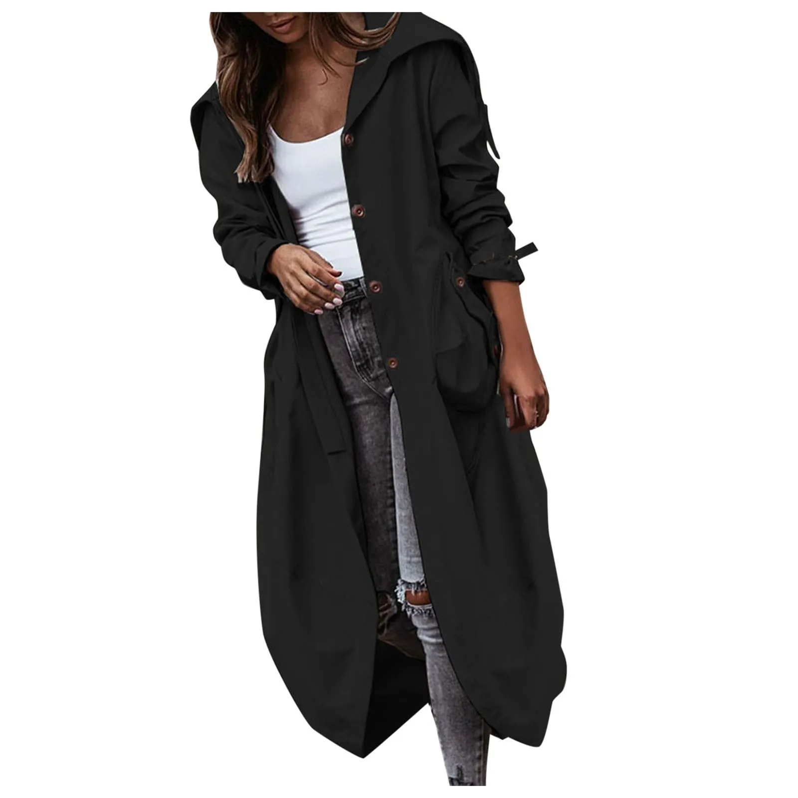 Spring Autumn Trench Coat Casual British Style Long Jackets for Women Single-breasted Oversized Jackets Overcoat Windbreaker - Image 2