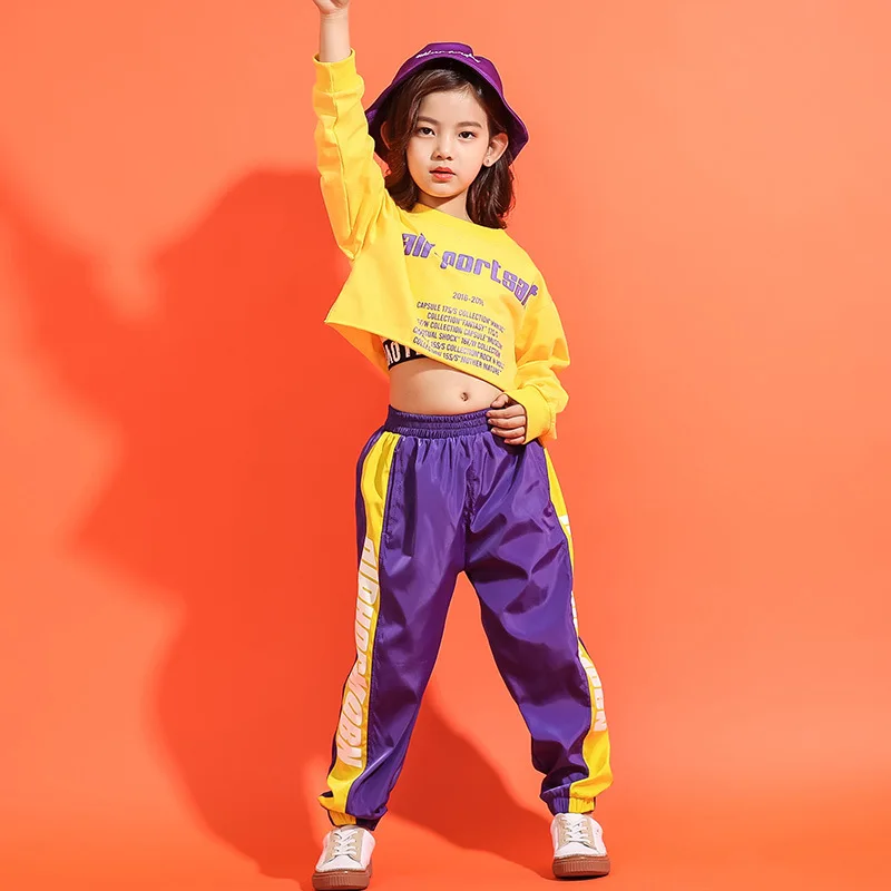 Kids Hip Hop Colorful Sweatshirt Joggers Girls Crop Top Clothes Sets Child Streetwear Sport Pant Outfits Teen Jazz Street Dance - Image 2