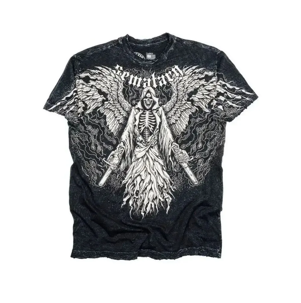 Summer Men's Breathable Round Neck T-shirt Y2K Retro Clothing Punk Hip Hop Pattern Printed Outdoor Fashion Top - Image 4
