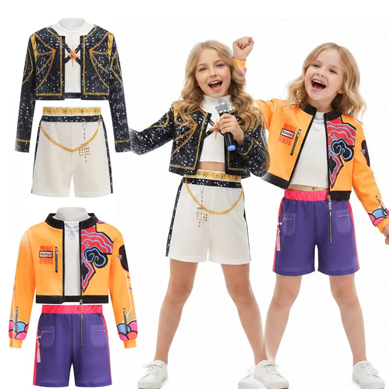 Girls Pop Singer Show Costume Girls 3PCS Set Top and Shorts Set Hip-hop Dance Stage Performance Set 2026 New Cosplay Costume