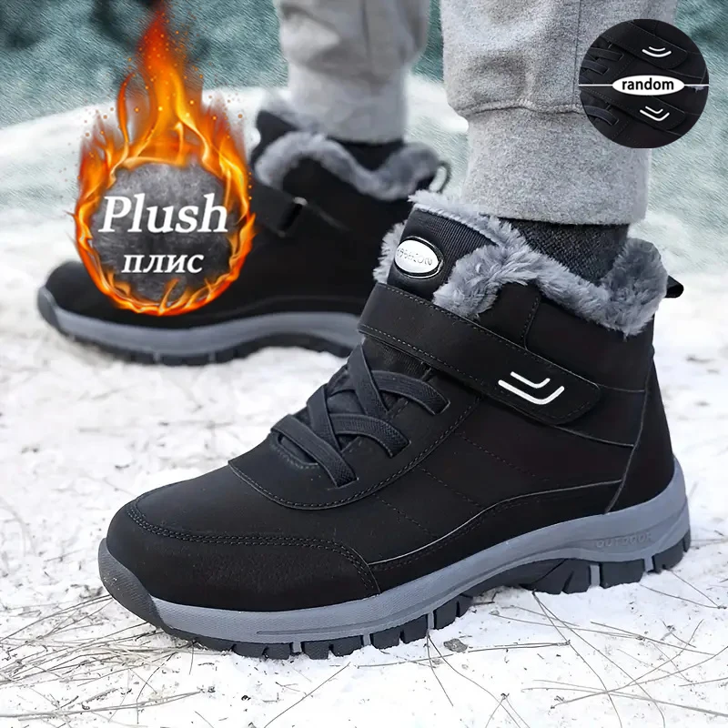 Women Winter Fleece Lined Snow Boots Adjustable Hook Loop Ankle Booties Non Slip Wear Resistant Outdoor Hiking Shoes Warm Cold Resistant Casual Walking Footwear 2026 New Arrival