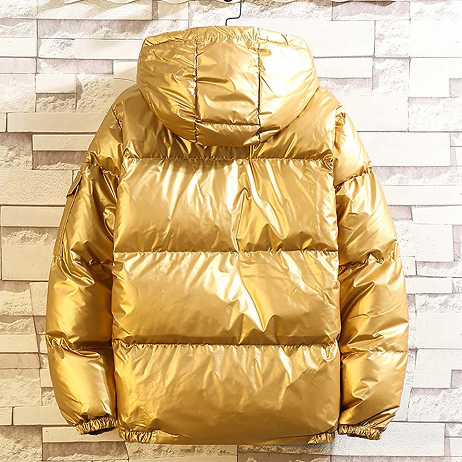 Men's Winter Parkas Solid Color Casual Glossy Warm Down Jacket With Hood Fashion Zipper Fleece Lined Puffer Outwears Jacket - Image 4