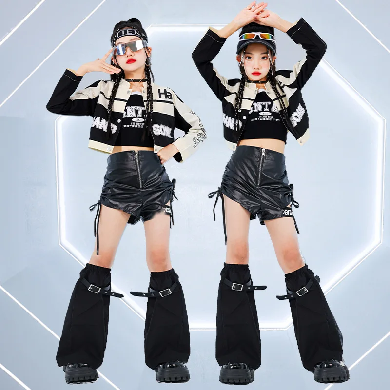 Girls Jazz Dance Performance Outfit Motorcycle Style Children's Street Dance Show Clothes Trendy Kids Fashion Show Offspring - Image 5