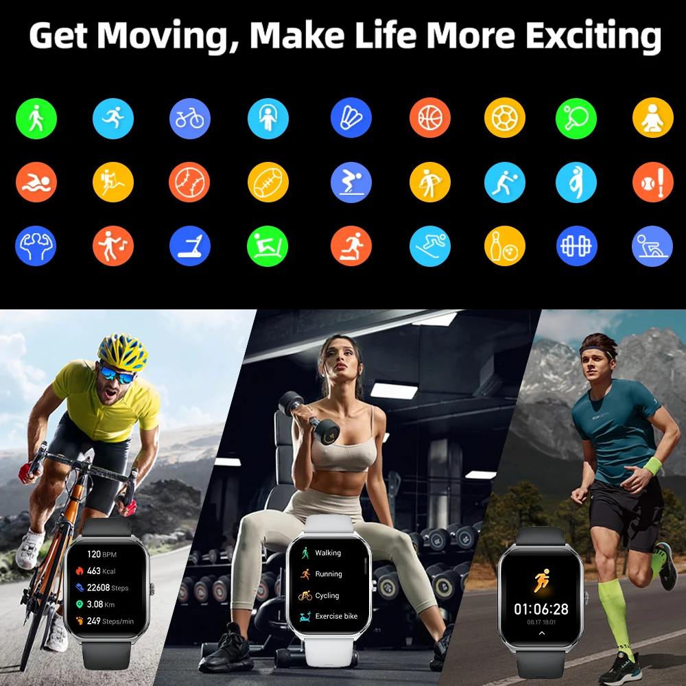2026 New Smartwatch 1.96 inch Ultra-thin Bluetooth Call Health Monitor IP68 Waterproof 100 Sport Smart Bracelet For Android iOS - Image 5