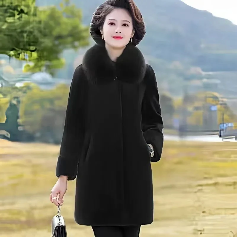 Middle-Aged Imitation Fur Mink Fur Coat Women'S Mid-Length Autumn Winter Mink Fur Coat Women'S New Loose Oversize Mother'S Wear - Image 2